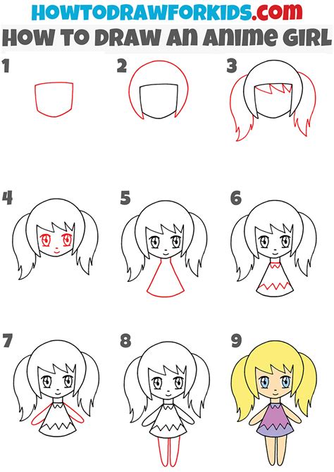 How to Draw an Anime Girl - Easy Drawing Tutorial For Kids