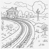 Train Tracks Coloring Pages sketch template