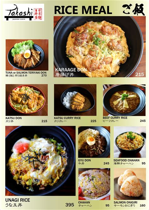 Takashi Japanese Cuisine Menu | ClickTheCity Food & Drink