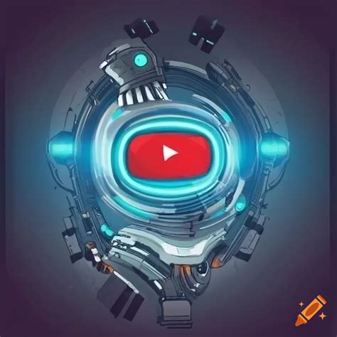 Futuristic robot illustration for youtube banner on Craiyon