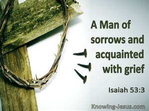 Isaiah 53:3 He was despised and forsaken of men,A man of sorrows and acquainted with grief;And ...