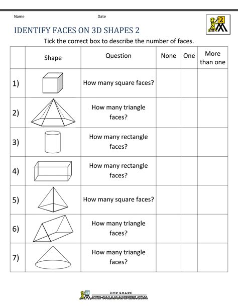 3d Shapes Worksheets 2nd Grade