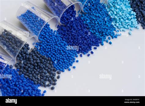 different blue plastic resin granulates for injection moulding process ...