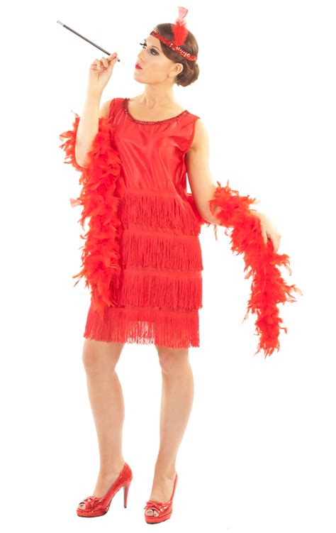 Ladies Roaring 20s Red Flapper Dress - fancydress.com