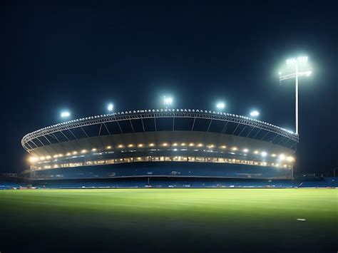 Premium Photo | Cricket stadium at night Background