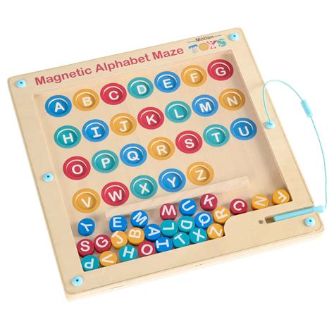 Buy Motlan Montessori Magnetic Alphabet Maze Board | Wooden Letter Matching Game for Kids | A ...