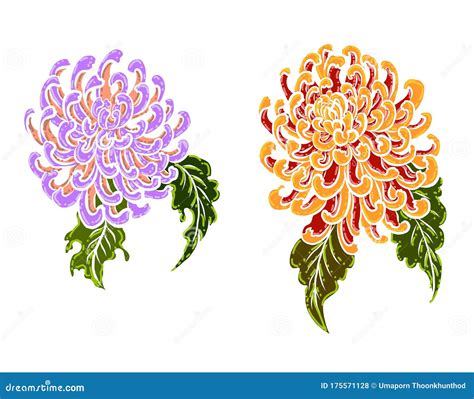 Chrysanthemum Flower Vector for Tattoo Design.Traditional Japanese ...