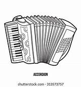 Coloring Book Children Musical Instruments Accordion 库存矢量图（免版税  sketch template
