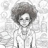 Premium Vector  Black Girl scientist For A coloring Book With sketch template