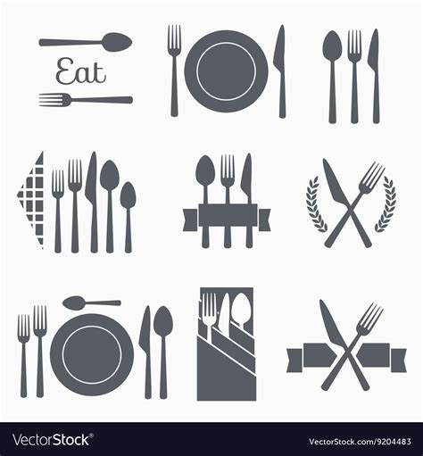 Set cutlery icons Royalty Free Vector Image - VectorStock