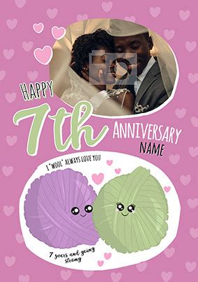 7th Anniversary Wool photo Card | Funky Pigeon