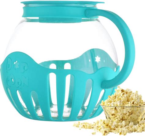 Popcorn Popper Bowl with Lid - Popcorn Machine, Microwave Glass Popcorn Popper, Popcorn Maker ...