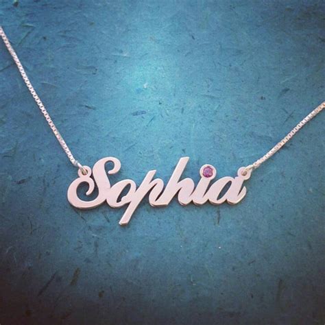 Sophia Style Name Necklace Solid 14k White Gold Name | Etsy