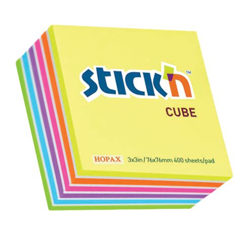 Stick 'N Assorted Neon white striped Cubes 76x76mm