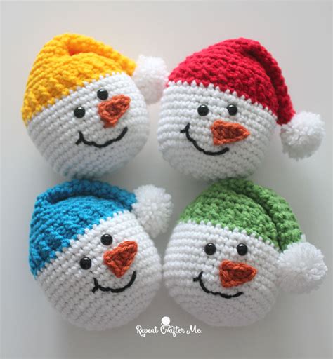 Crochet Snowman Heads - Repeat Crafter Me | Crochet snowman, Christmas crochet patterns, Diy ...