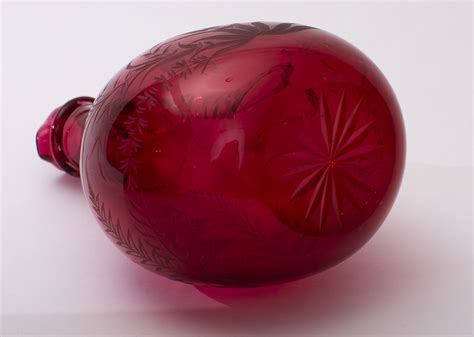 Antique Cranberry Glass Decanter - Wyler Antiques