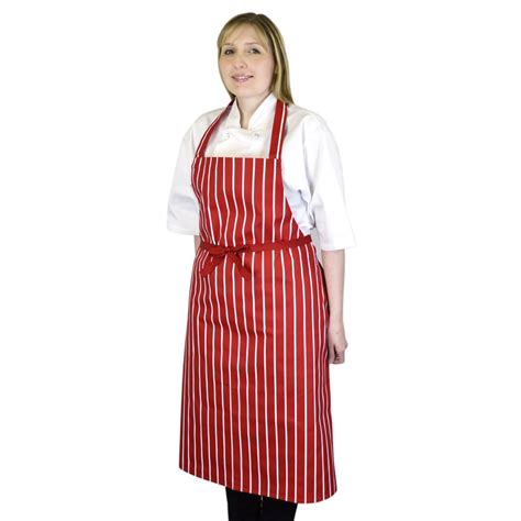 Bonchef Butcher Stripe Apron | Red - Clothing & Footwear from Heaton Catering Equipment UK