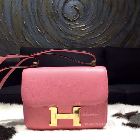 Hermes Constance 23 Bag Pink Epsom Leather Handstitched Gold hw