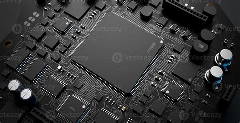 the variety of different types of chips and electronic components on the printed circuit board ...