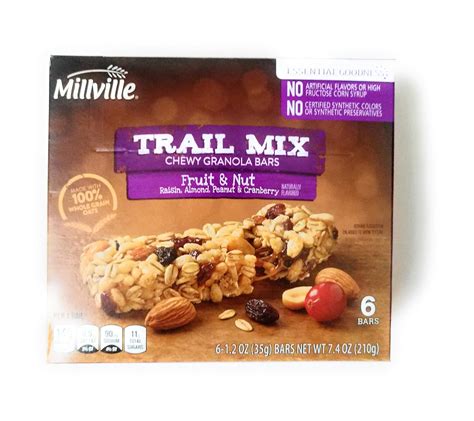 Amazon.com: Millville trail mix chewy granola bars fruit & nut, 100% ...