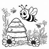 Happy bee And beehive coloring Page Lulu Pages sketch template