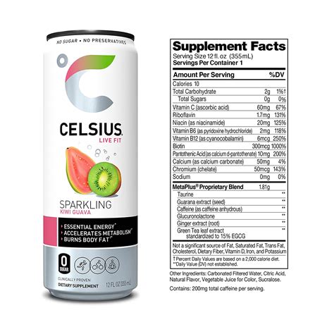 CELSIUS Sparkling Kiwi Guava- 12fl oz - Amplified Meal Prep