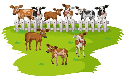 Many cows on the farmyard 526721 Vector Art at Vecteezy