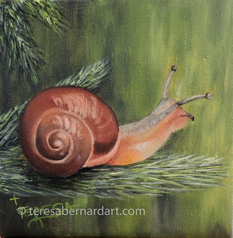 Garden Snail #3: Out on a Limb - Teresa Bernard Oil Paintings