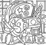 Back To School Bag And Stuffed Toy Coloring Page 21516535 Vector Art At  sketch template