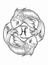 Printable Zodiac Pisces Coloring Page  Free Pages sketch template
