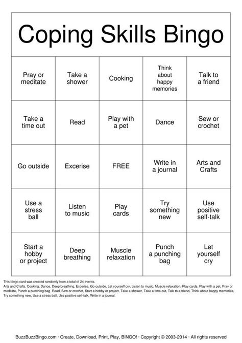 Free Coping Skills Worksheets