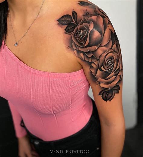 Tattoos | Shoulder tattoos for women, Rose tattoos for women, Tattoos for women half sleeve