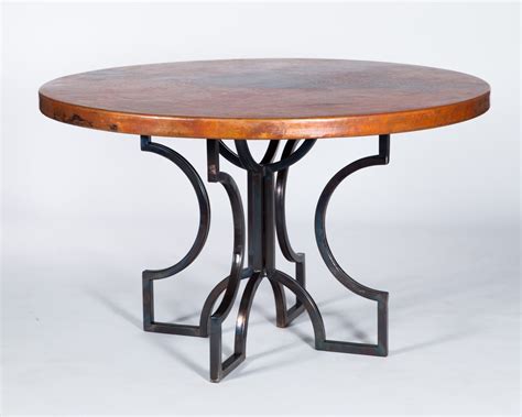 Arturo Dining Table with 48" Round Hammered Copper Top - Boulevard ...