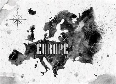 Premium Vector | Ink europe map