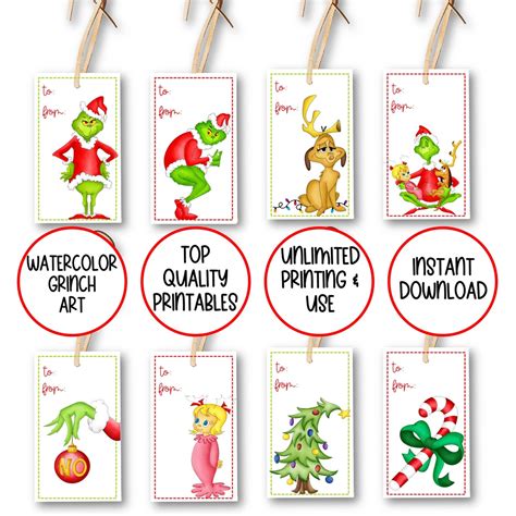 PRINTABLE Grinch Gift Tags Grinch Christmas Gift Tags 8 - Etsy