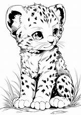 Coloring Page For Child Baby Leopard  Etsy sketch template