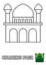 Coloring Page With Mosque For Kids Stock Vector  Illustration Of Dome sketch template