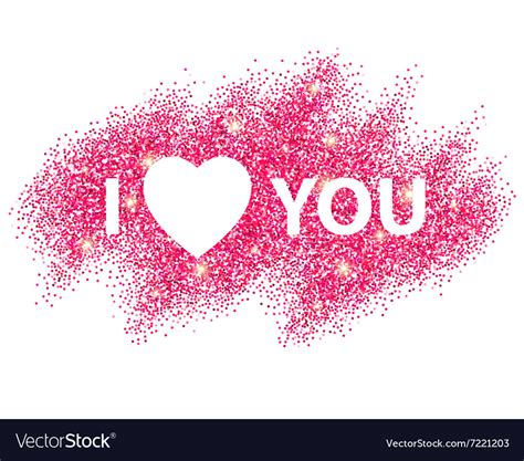 I love you message and heart golden glitter design