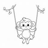 Premium Vector  Monkey swinging On A swing coloring Book For Children sketch template