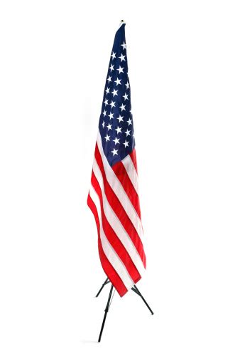 Hanging American Flag Isolated On White Stock Photo - Download Image Now - iStock