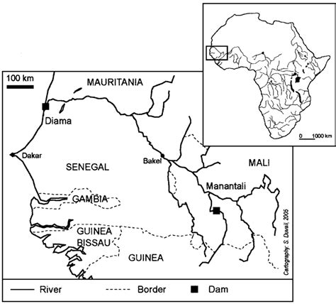 Map of the Senegal River Basin with the location of the two dams... | Download Scientific Diagram