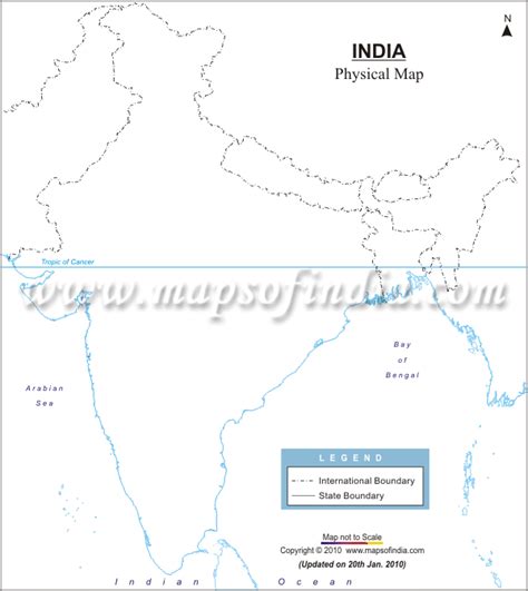 Download Free India Outline Map - Physical in PNG Format