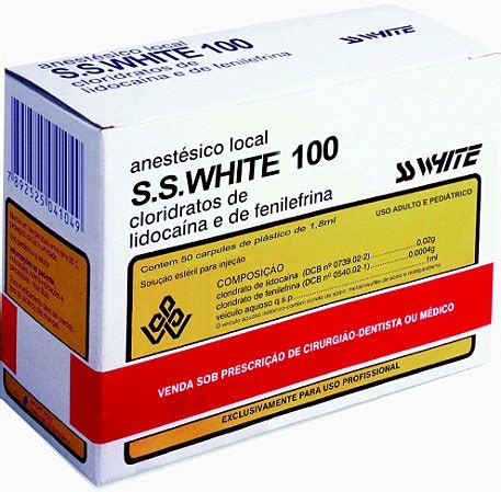 Anestésico SS White 100 1:2.500 - SS White - DentalSul Distribuidora ...