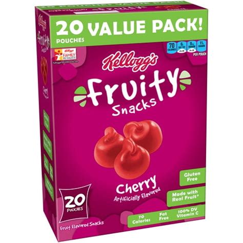 Kellogg's Cherry Fruity Snacks Pouches, 16 Oz., 20 Count - Walmart.com - Walmart.com