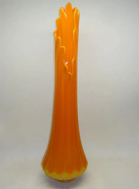 MONUMENTAL L.E. SMITH Bittersweet 36" Swung Glass Floor Vase Mid Century $1,200.00 - PicClick