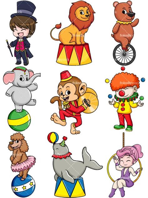 People And Circus Animals Cartoon Vector Clipart - FriendlyStock