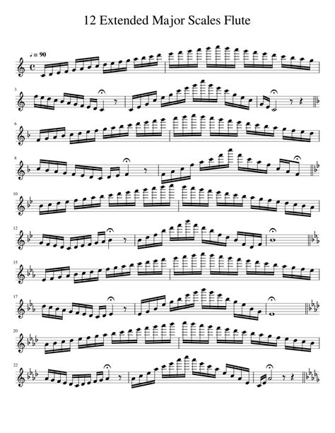 12 Extended Major Scales Flute Sheet music for Flute | Download free in ...