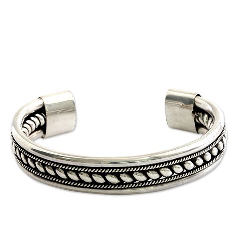 NOVICA .925 Sterling Silver Twist Motif Cuff Bracelet, 6.0', 'Strength of Celuk' * Find out more ...