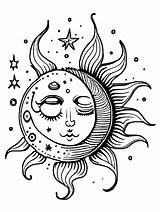 Magic Sun And Moon Coloring Page · Creative Fabrica sketch template