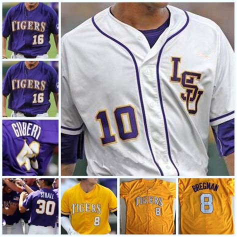 2021 LSU Tigers College Baseball CWS Purple Gold White DJ LeMahieu Alex Bregman Nola Gausman All ...